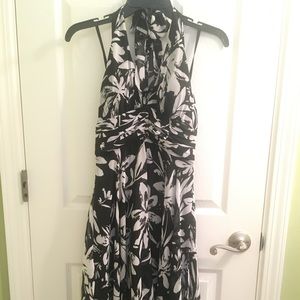 Black halter dress with white floral print size 0